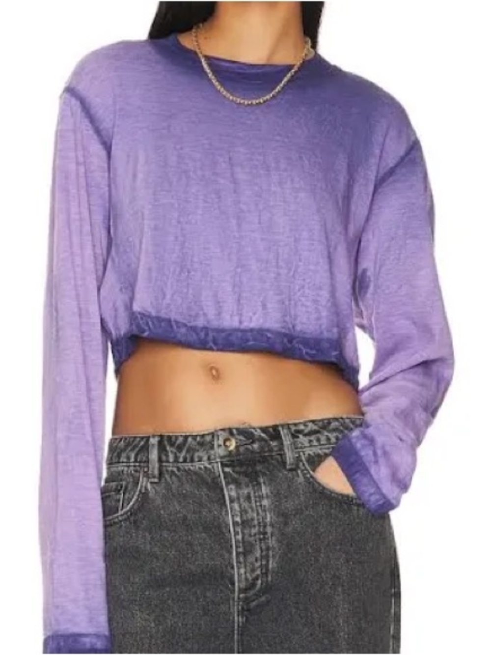 Cotton Citizen Purple Cropped Long-Sleeve Tee size M NWOT